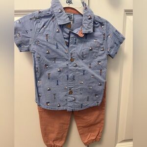 Little Lad Spring Boy Shirt Shorts Outfit 12 months like new